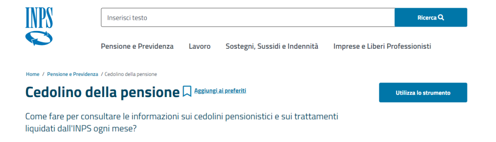 cedolino della pensione INPS
